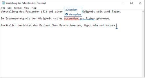 MIRA medical Rechtschreib- und Grammatikprüfung